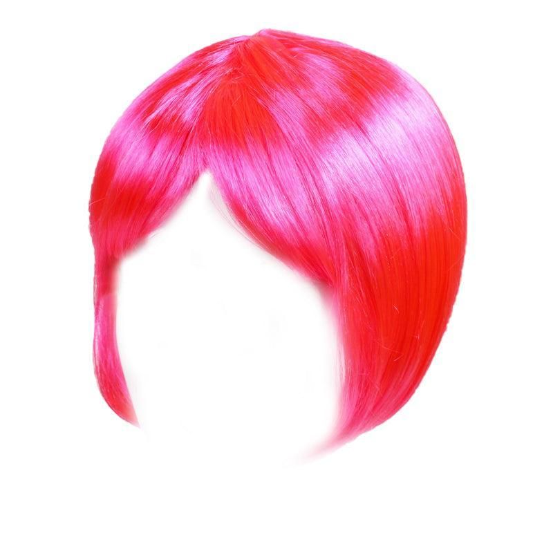Short Bob Wig with Bangs for Women Synthetic Cosplay Party Hair in 14 Colours - Dark Pink V528-WIGS-HOTPINK-133228