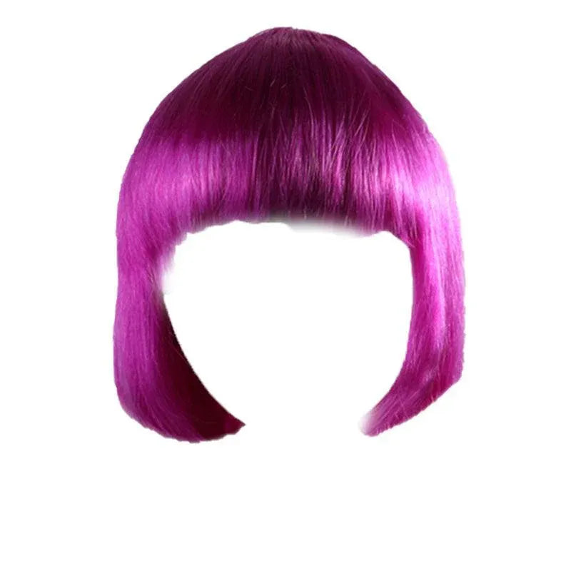 Short Bob Wig with Bangs for Women Synthetic Cosplay Party Hair in 14 Colours - Dark Purple V528-WIGS-PURPLE-927787