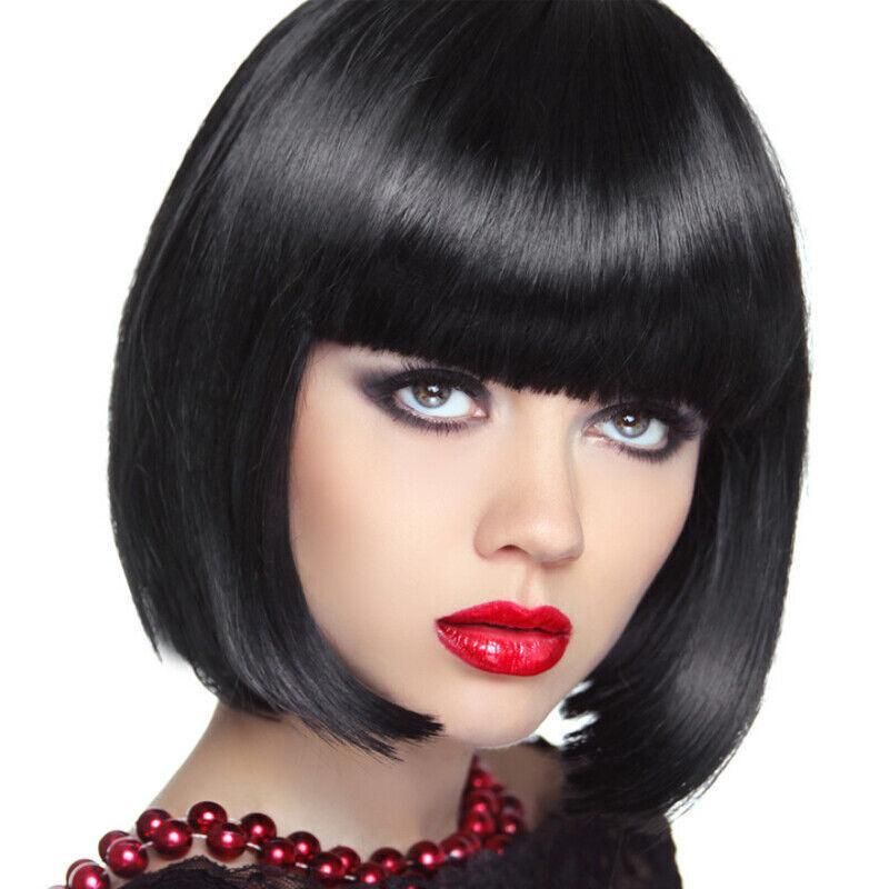 Short Bob Wig with Bangs for Women Synthetic Cosplay Party Hair in 14 Colours - Red V528-WIGS-RED-235279