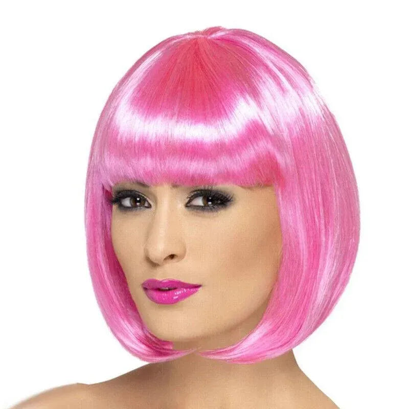 Short Bob Wig with Bangs for Women Synthetic Cosplay Party Hair in 14 Colours - Red V528-WIGS-RED-235279