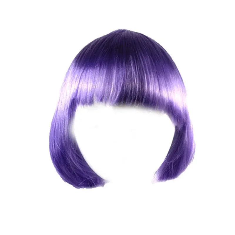 Short Bob Wig with Bangs for Women Synthetic Cosplay Party Hair in 14 Colours - Light Purple V528-WIGS-VIOLET-558855
