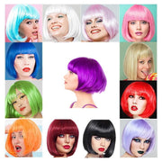 Short Bob Wig with Bangs for Women Synthetic Cosplay Party Hair in 14 Colours - White V528-WIGS-WHITE-562580