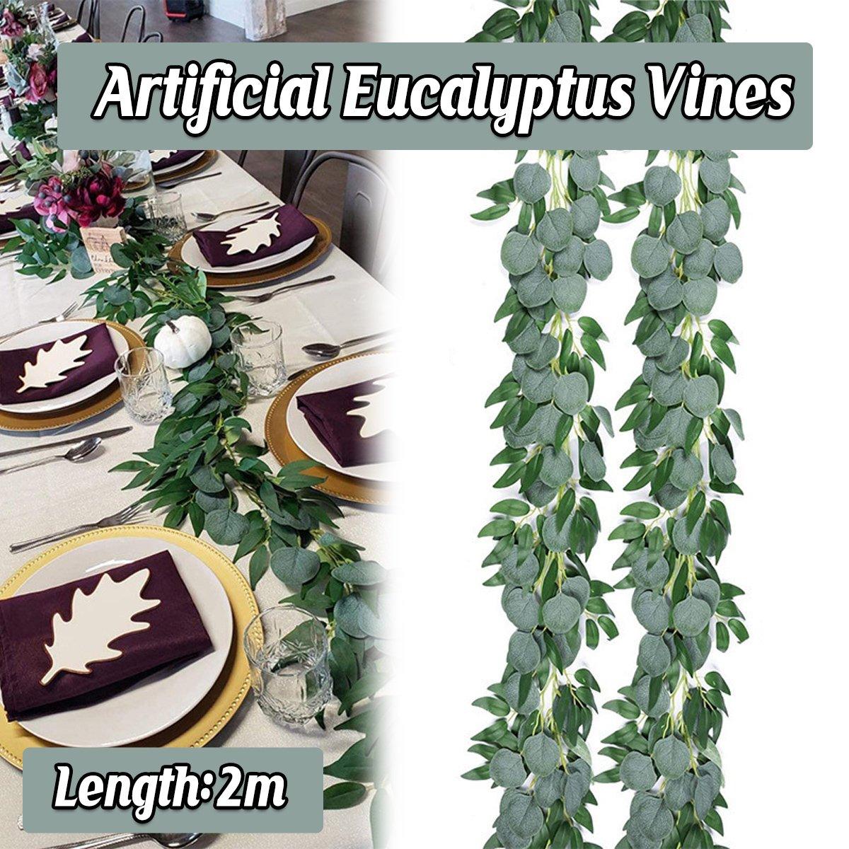 Artificial Eucalyptus Garland 2m Green Vine Fake Plant Home Decoration Rattan V528-WILLOW-LEAF-2M-793994