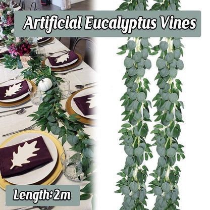 Artificial Eucalyptus Garland 2m Green Vine Fake Plant Home Decoration Rattan V528-WILLOW-LEAF-2M-793994