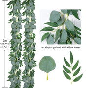Artificial Eucalyptus Garland 2m Green Vine Fake Plant Home Decoration Rattan V528-WILLOW-LEAF-2M-793994