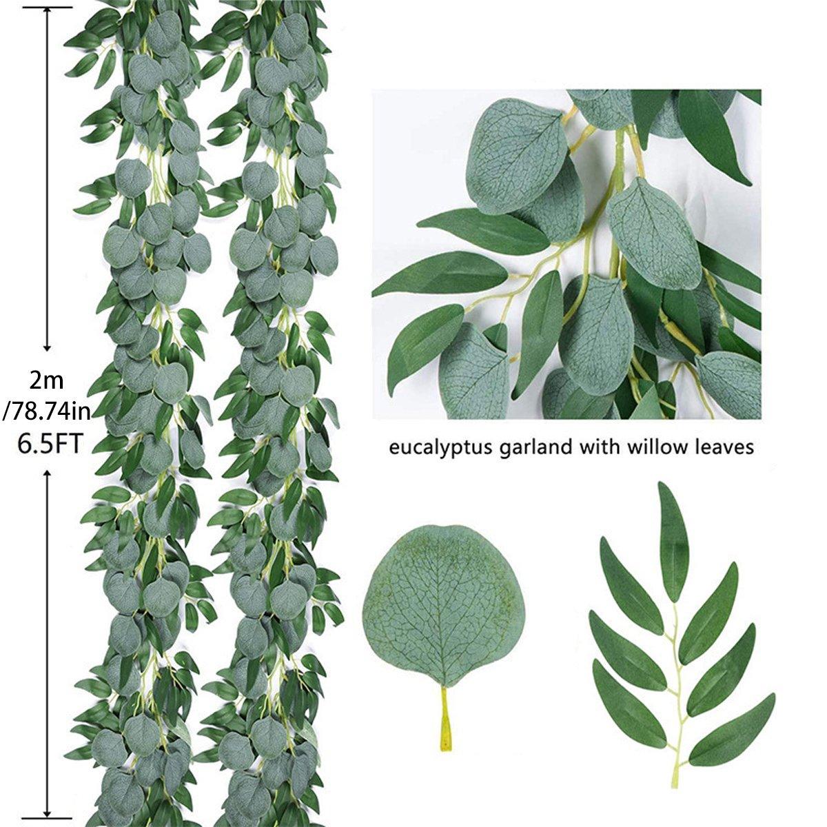 Artificial Eucalyptus Garland 2m Green Vine Fake Plant Home Decoration Rattan V528-WILLOW-LEAF-2M-793994