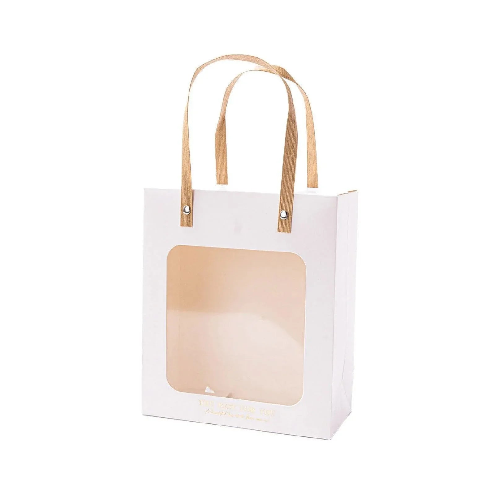 20pcs Translucent Gift Bags Packaging Tote Birthday Party Favors Candy Bags - Beige-M Size V528-WINDOW-BAGS-20PCS-BEIGE-343412