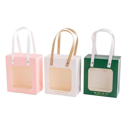 20pcs Translucent Gift Bags Packaging Tote Birthday Party Favors Candy Bags - Beige-M Size V528-WINDOW-BAGS-20PCS-BEIGE-343412