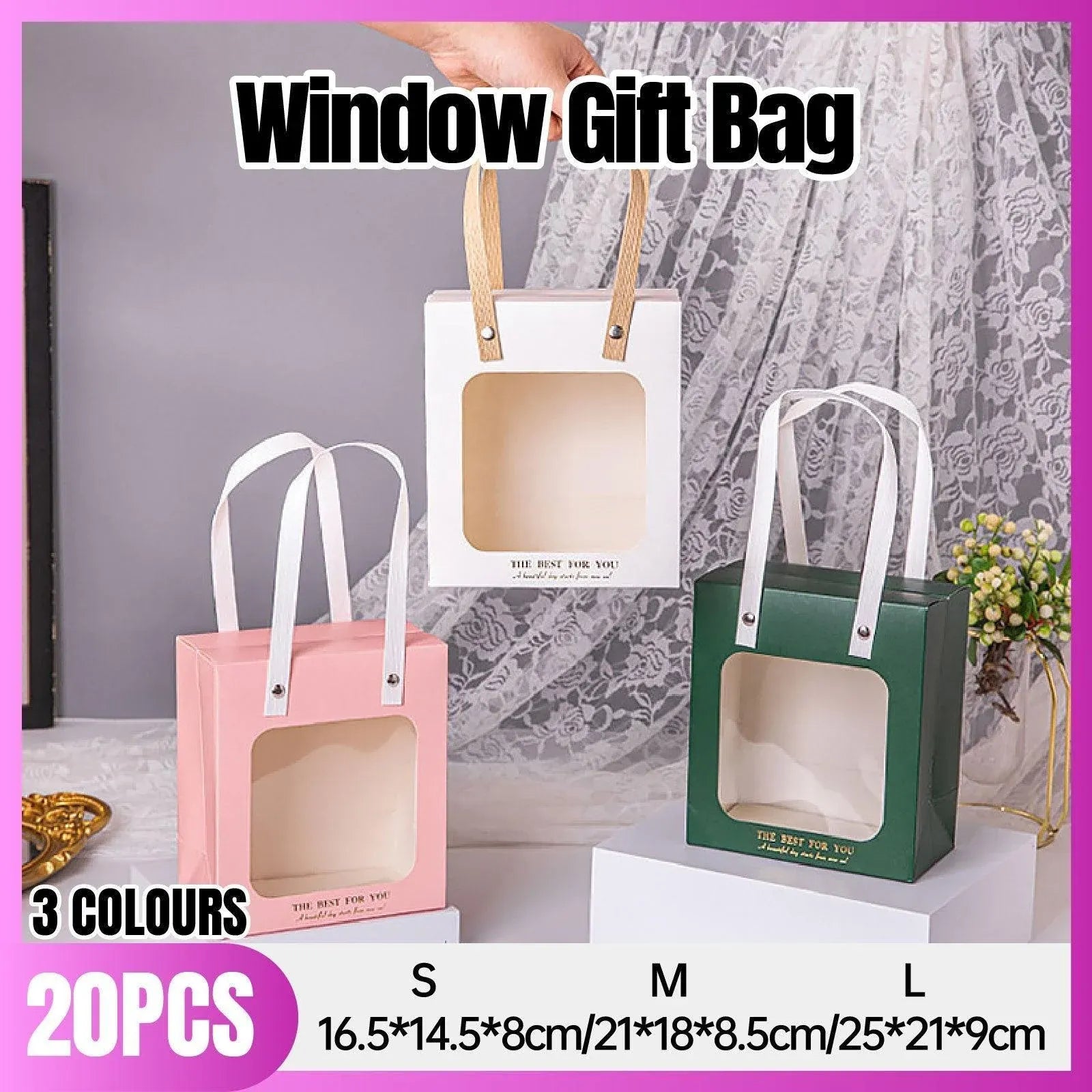 20pcs Translucent Gift Bags Packaging Tote Birthday Party Favors Candy Bags - Green-S Size V528-WINDOW-BAGS-20PCS-GREEN-871529