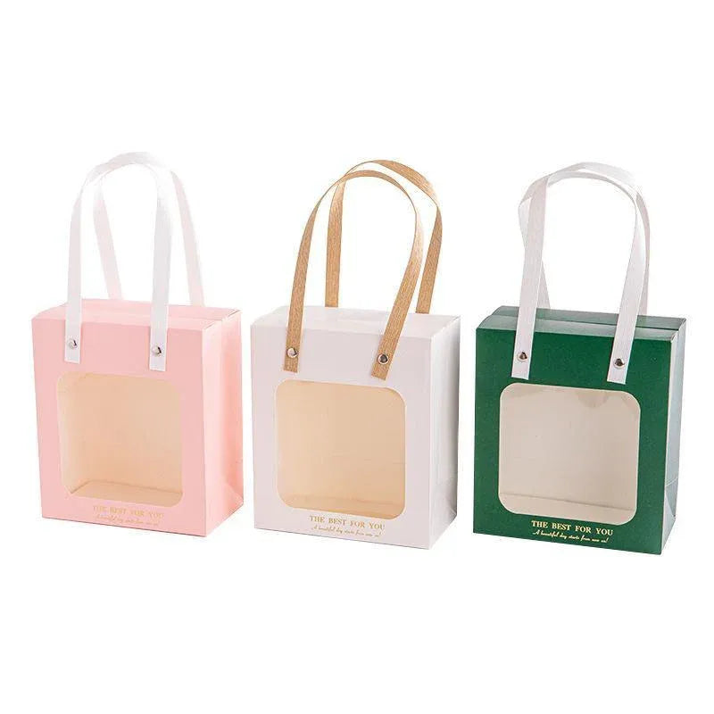 20pcs Translucent Gift Bags Packaging Tote Birthday Party Favors Candy Bags - Pink-M Size V528-WINDOW-BAGS-20PCS-PINK-194415