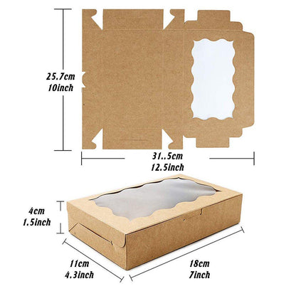 50pcs Rectangular Kraft Paper Window Box Gift Packaging Boxes Party Favors - Khaki V528-WINDOW-BOX-50PCS-KHAKI-331527