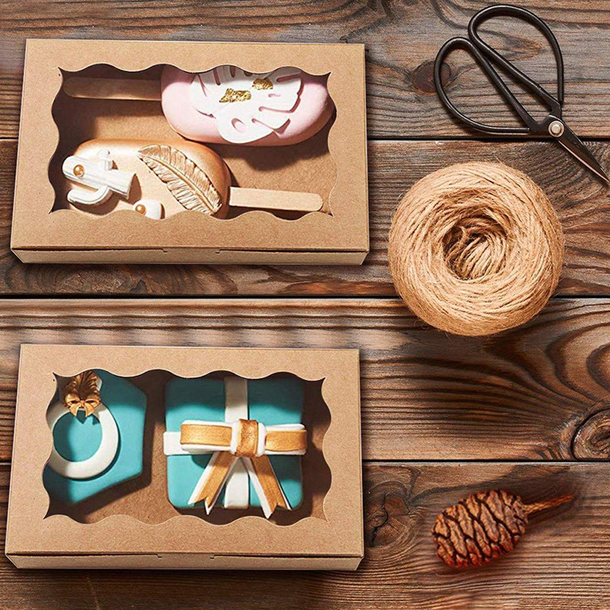 50pcs Rectangular Kraft Paper Window Box Gift Packaging Boxes Party Favors - Khaki V528-WINDOW-BOX-50PCS-KHAKI-331527