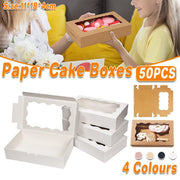 50pcs Rectangular Kraft Paper Window Box Gift Packaging Boxes Party Favors - Pink V528-WINDOW-BOX-50PCS-PINK-500282