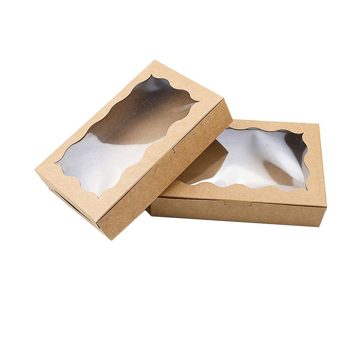 50pcs Rectangular Kraft Paper Window Box Gift Packaging Boxes Party Favors - Pink V528-WINDOW-BOX-50PCS-PINK-500282
