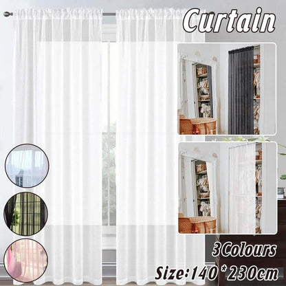 Sheer Voile Curtains Rod Pocket Window Panel for Bedroom 140cm x 230cm Drapes - Black V528-WINDOW-GAUZE-BLACK-1PC-698620