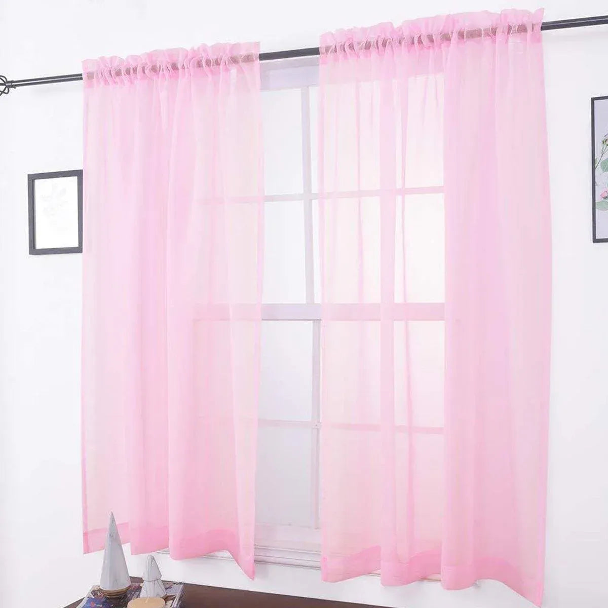 Sheer Voile Curtains Rod Pocket Window Panel for Bedroom 140cm x 230cm Drapes - Black V528-WINDOW-GAUZE-BLACK-1PC-698620