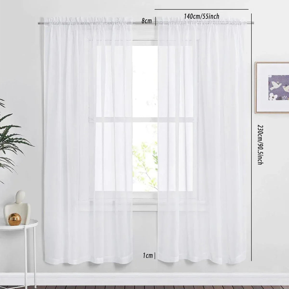 Sheer Voile Curtains Rod Pocket Window Panel for Bedroom 140cm x 230cm Drapes - Black V528-WINDOW-GAUZE-BLACK-1PC-698620