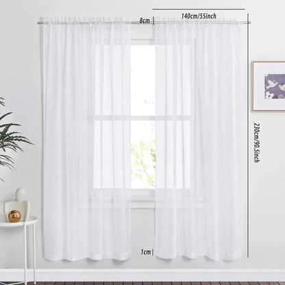 Sheer Voile Curtains Rod Pocket Window Panel for Bedroom 140cm x 230cm Drapes - Black V528-WINDOW-GAUZE-BLACK-1PC-698620