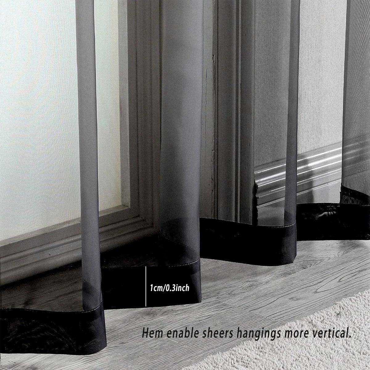 Sheer Voile Curtains Rod Pocket Window Panel for Bedroom 140cm x 230cm Drapes - Black V528-WINDOW-GAUZE-BLACK-1PC-698620