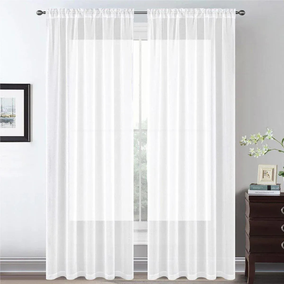 Sheer Voile Curtains Rod Pocket Window Panel for Bedroom 140cm x 230cm Drapes - Black V528-WINDOW-GAUZE-BLACK-1PC-698620