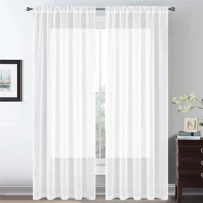 Sheer Voile Curtains Rod Pocket Window Panel for Bedroom 140cm x 230cm Drapes - Black V528-WINDOW-GAUZE-BLACK-1PC-698620