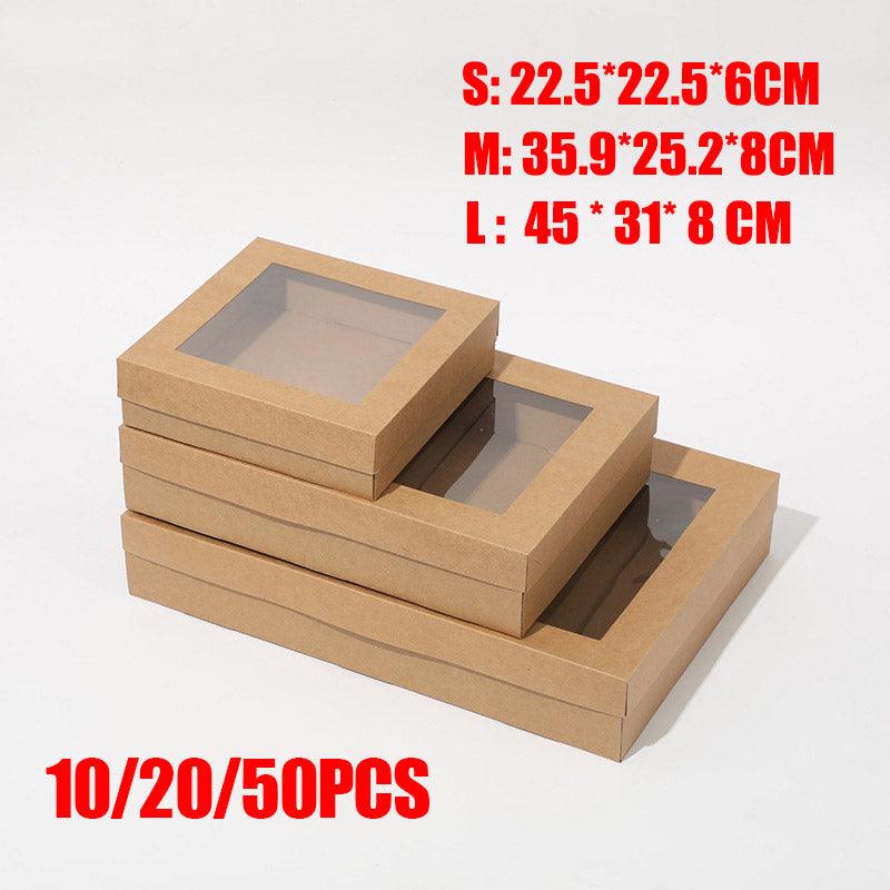 50pcs Bakery Cake Packaging Boxes with Visible Open Window Lunch Boxes - S V528-WINDOWBOX-S-50PCS-521528