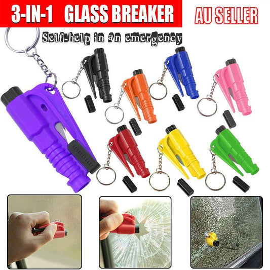 3 In 1 Car Window Glass Breaker Emergency Escape Tool with Cutter - Black V528-WINDOWBREAKER-BLACK-641321
