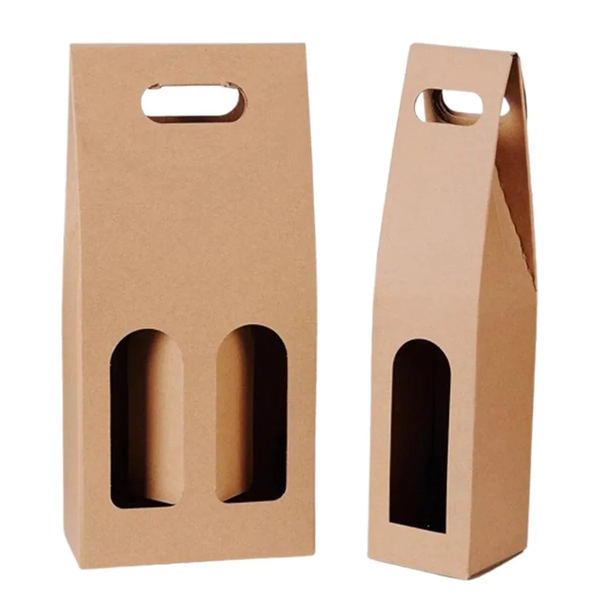 30pcs Kraft Paper Wine Box for Gift Packaging Portable Wine Bottle Storage Box - Double V528-WINE-BAG-DOUBLE-30PCS-277789
