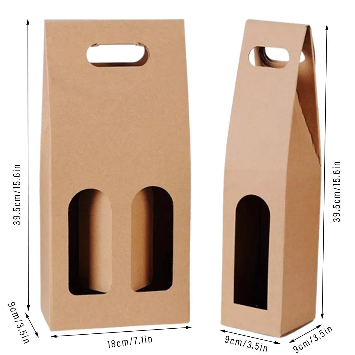 30pcs Kraft Paper Wine Box for Gift Packaging Portable Wine Bottle Storage Box - Double V528-WINE-BAG-DOUBLE-30PCS-277789