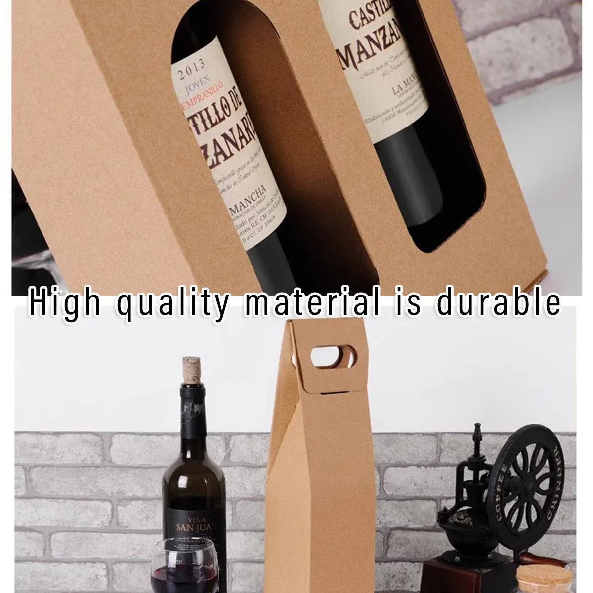 30pcs Kraft Paper Wine Box for Gift Packaging Portable Wine Bottle Storage Box - Double V528-WINE-BAG-DOUBLE-30PCS-277789