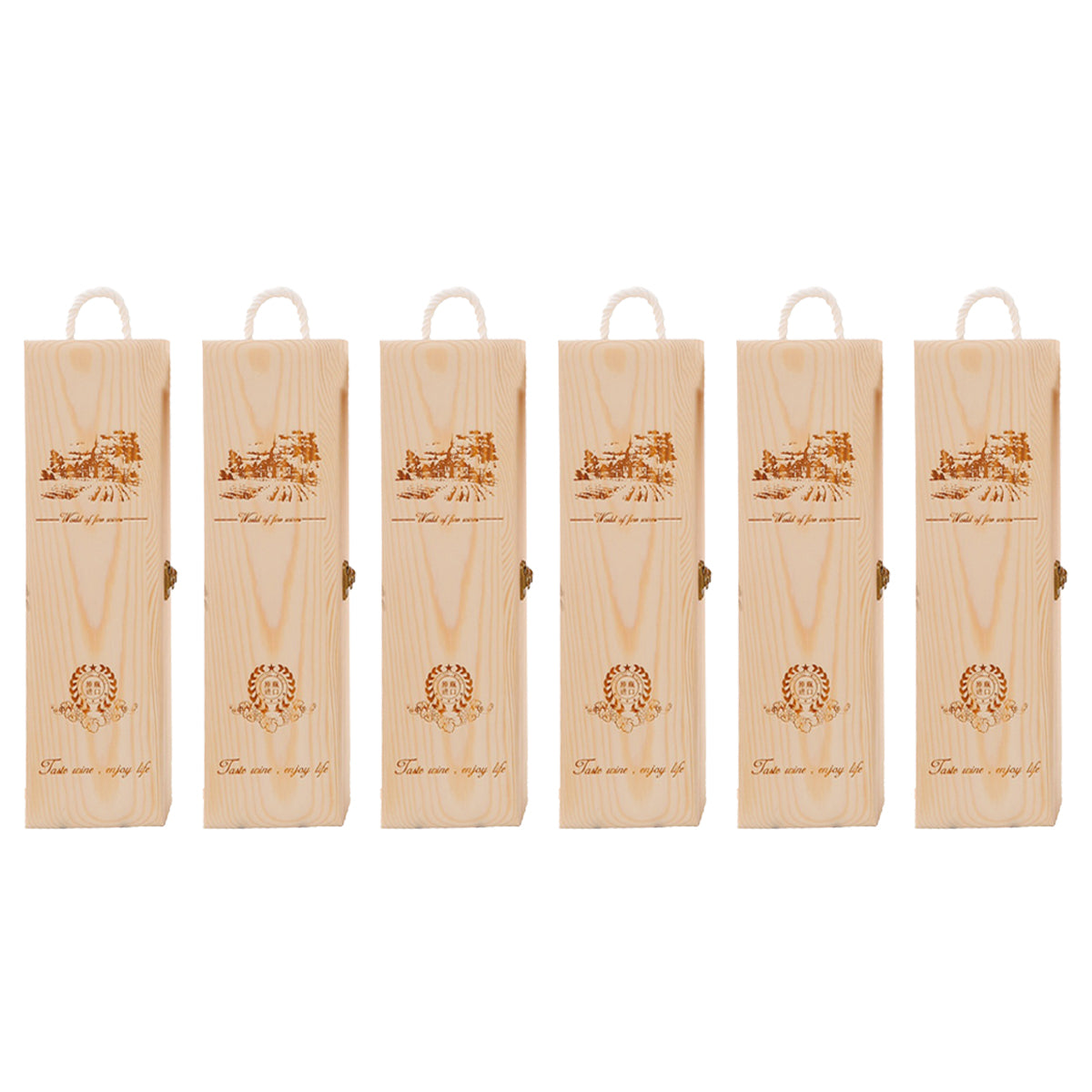 6pcs Red Wine Wooden Gift Box Packaging Storage Box for Wine Bottle Gifts - Double clamshell V528-WINEBOX-6PCS-DOUBLE-703096