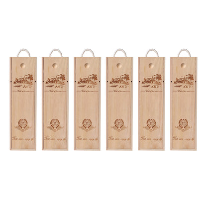 6pcs Red Wine Wooden Gift Box Packaging Storage Box for Wine Bottle Gifts - Double pull-out V528-WINEBOX-6PCS-DOUBLE-855322