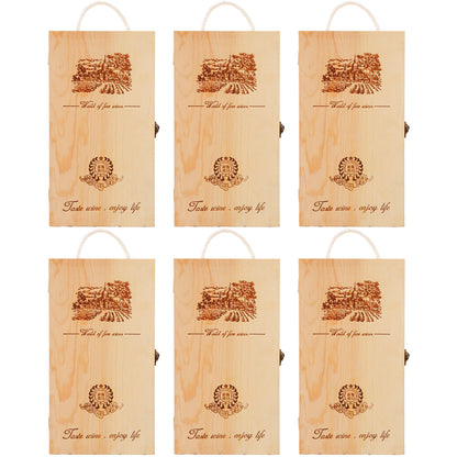 6pcs Red Wine Wooden Gift Box Packaging Storage Box for Wine Bottle Gifts - Single clamshell V528-WINEBOX-6PCS-SINGLE-183726