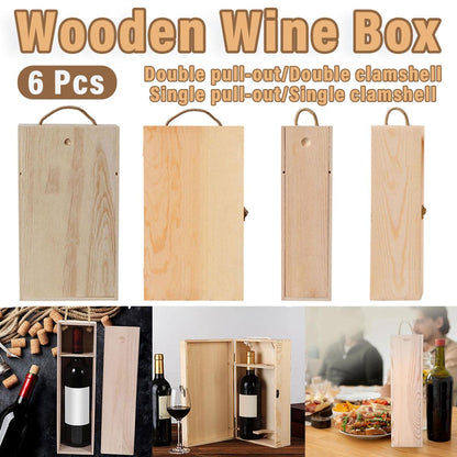 6pcs Red Wine Wooden Gift Box Packaging Storage Box for Wine Bottle Gifts - Single pull-out