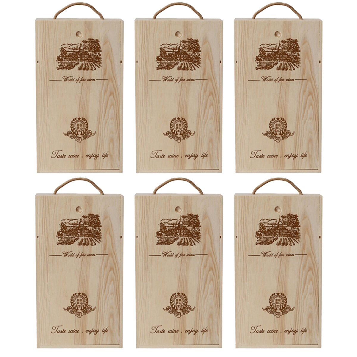 6pcs Red Wine Wooden Gift Box Packaging Storage Box for Wine Bottle Gifts - Single pull-out V528-WINEBOX-6PCS-SINGLE-523659