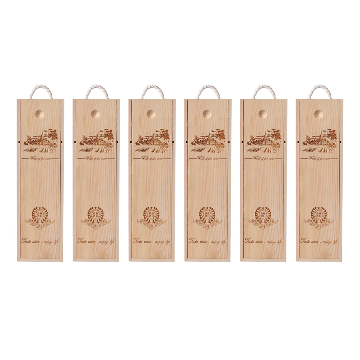 6pcs Red Wine Wooden Gift Box Packaging Storage Box for Wine Bottle Gifts - Single pull-out V528-WINEBOX-6PCS-SINGLE-523659