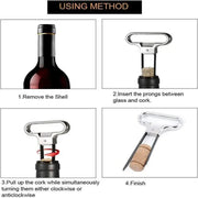 Stainless Steel Wine Cork Puller Opener for Fragile or Damaged Corks V528-WINEOPENER-SILVER-54862