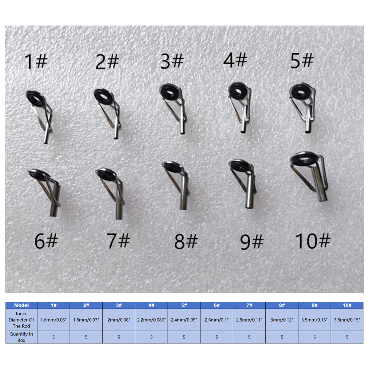 50pcs Fishing Rod Guide Tip Repair Kit Set Rings Guide Replacement Parts Tools V528-WIRE-RING-SE-NEW-797391