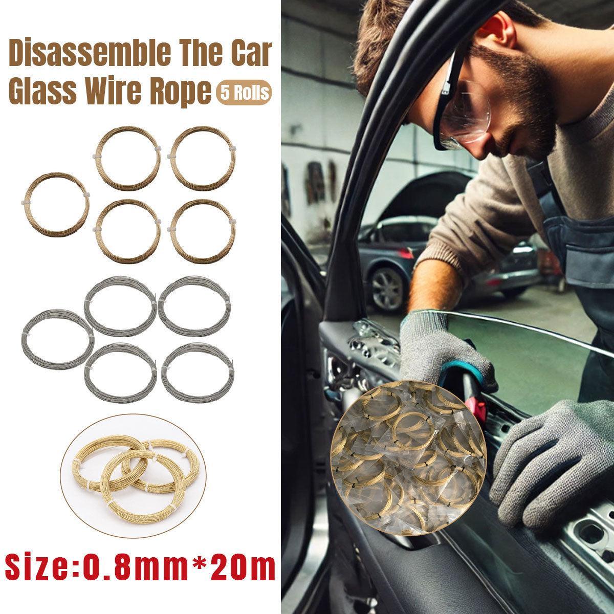 5 Rolls Automotive Glass Removal Tools Steel Wire Rope Disassembling Kit - Silver V528-WIRE-ROPE-5ROLL-SILVER-722795
