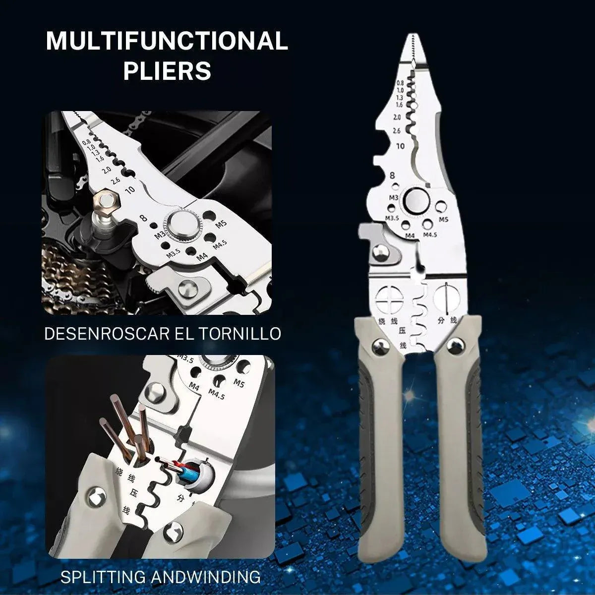 Multifunctional Wire Stripper Pliers Electric Cable Crimper and Cutter Tool Set V528-WIRE-STRIPPER-721500