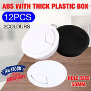 Desk Grommet Cable Hole Covers 50mm Wire Tidy Port for Table Surface 12pcs Set - White-12PCS V528-WIREBO-WHITE12PCS-46261