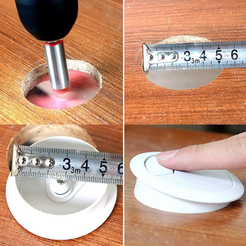 Desk Grommet Cable Hole Covers 50mm Wire Tidy Port for Table Surface 12pcs Set - White-12PCS V528-WIREBO-WHITE12PCS-46261