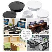 Desk Grommet Cable Hole Covers 50mm Wire Tidy Port for Table Surface 12pcs Set - White-12PCS V528-WIREBO-WHITE12PCS-46261