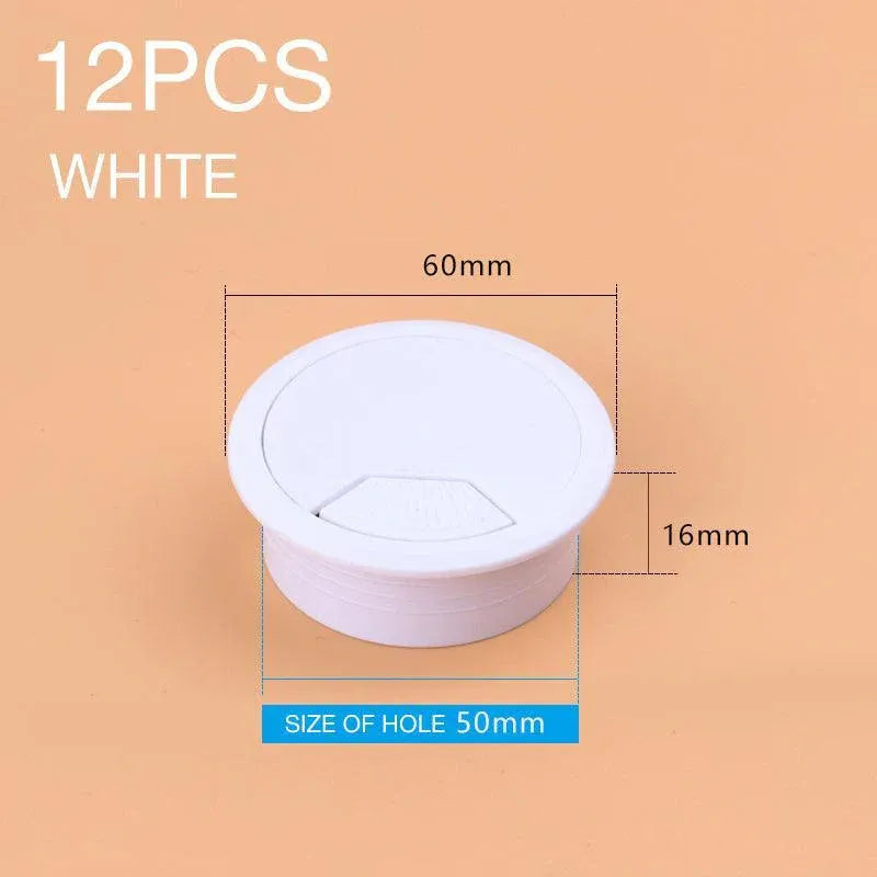 Desk Grommet Cable Hole Covers 50mm Wire Tidy Port for Table Surface 12pcs Set - White-12PCS V528-WIREBO-WHITE12PCS-46261