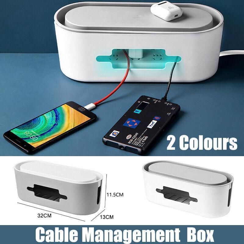 Cable Power Management Storage Box Socket Wire Tidy Organiser Hide Case - Grey V528-WIREMETER-GREY-24112