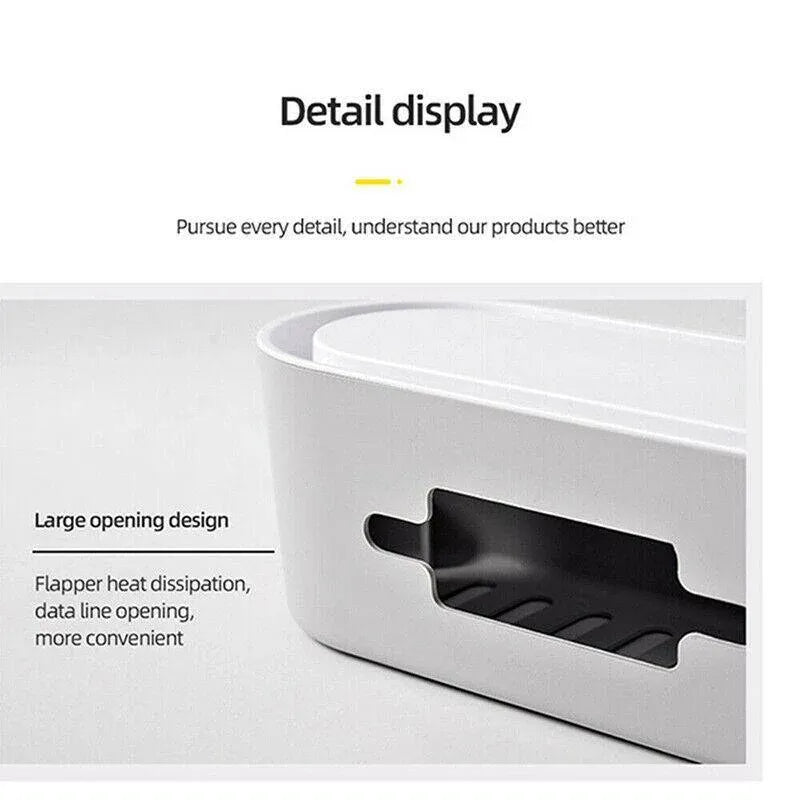 Cable Power Management Storage Box Socket Wire Tidy Organiser Hide Case - White V528-WIREMETER-WHITE-75684