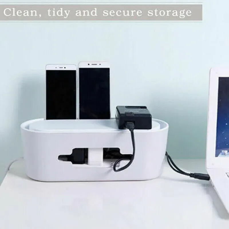 Cable Power Management Storage Box Socket Wire Tidy Organiser Hide Case - White V528-WIREMETER-WHITE-75684
