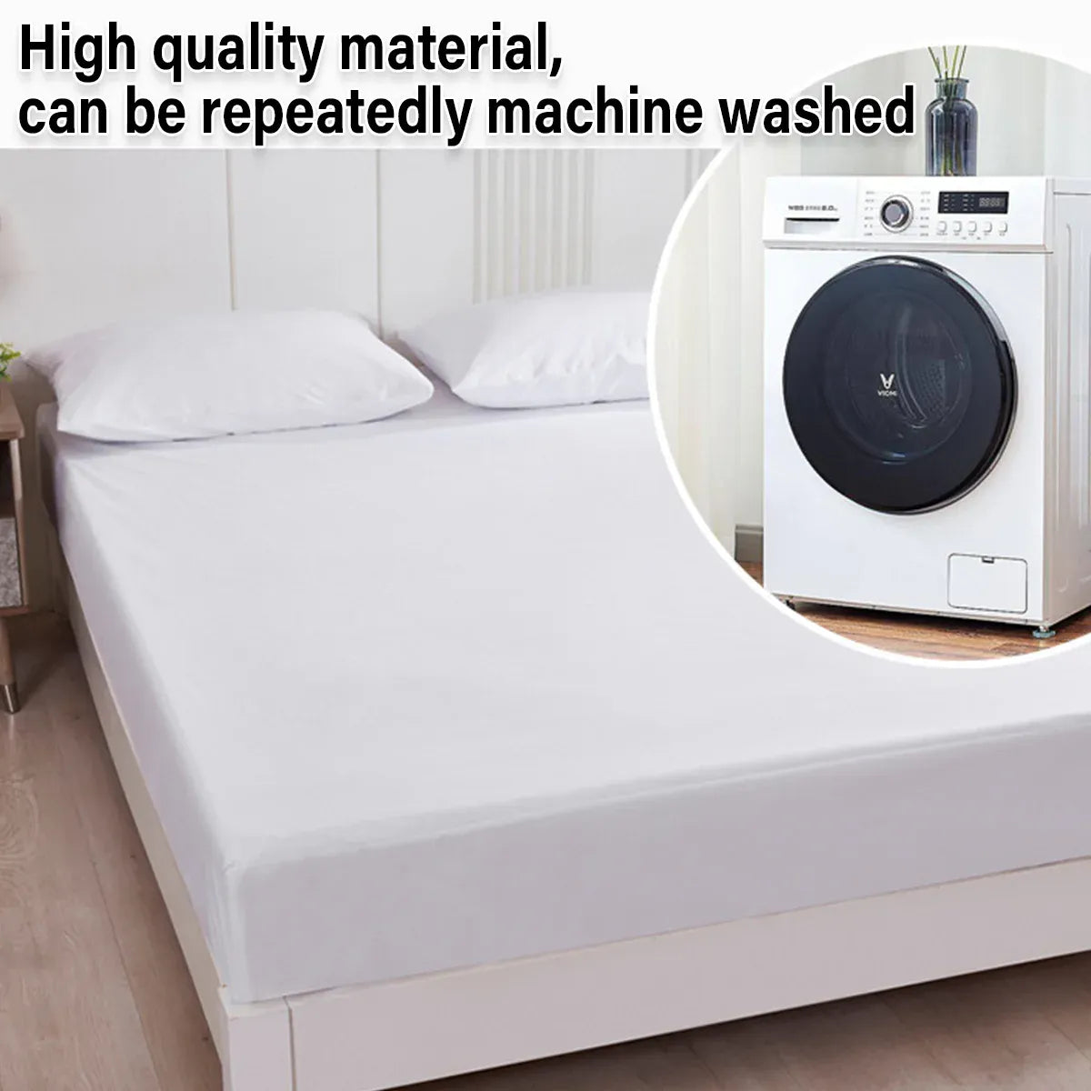 Waterproof Mattress Protector Fitted Sheet Bed Cover for Single King Single Double Queen - 137x190cm V528-WMP-FULL-137-190-358335