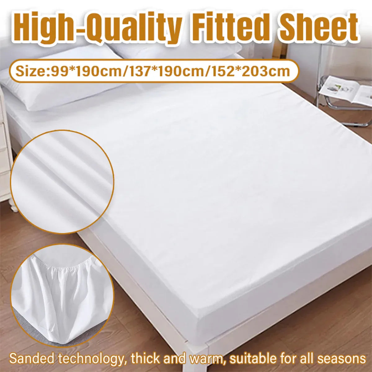 Waterproof Mattress Protector Fitted Sheet Bed Cover for Single King Single Double Queen - 152x203cm V528-WMP-QUEEN-152-203-239970