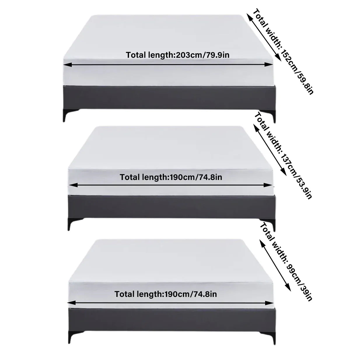 Waterproof Mattress Protector Fitted Sheet Bed Cover for Single King Single Double Queen - 99x190cm V528-WMP-TWIN-99-190-658737